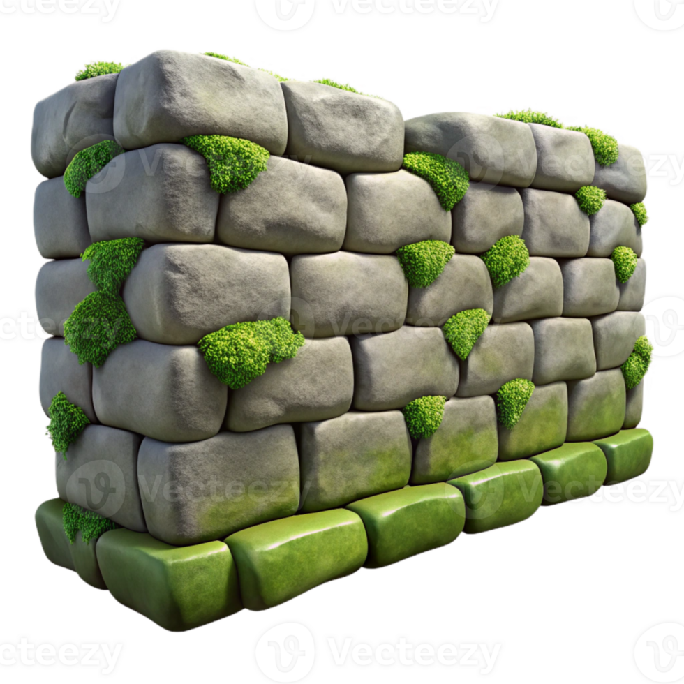 dramatic rustic Stone Wall Mossy Texture Cutout exclusive png