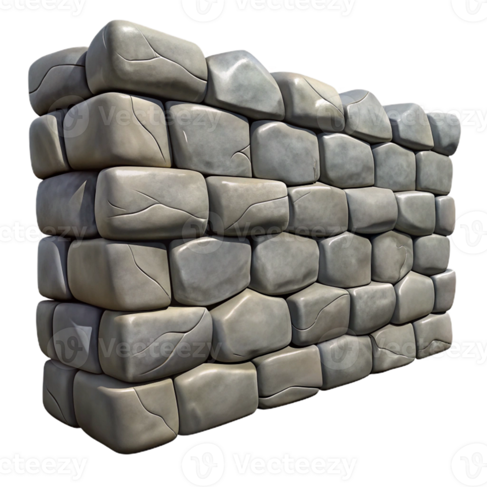 beautiful minimalist Stone Wall Isolated with Gray Stones premium png