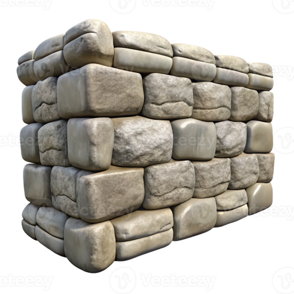 extraordinary traditional Stone Wall Isolated with Gray Stones authentic png