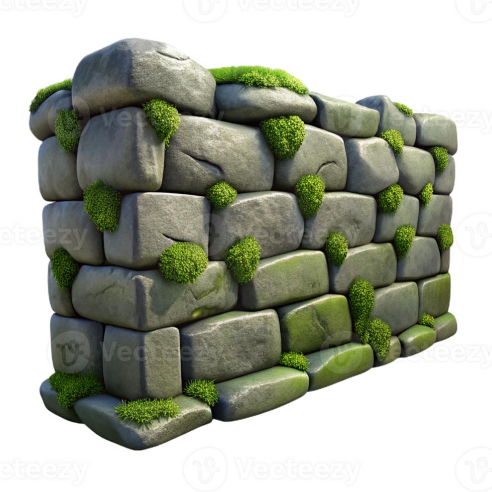 wonderful minimalist Stone Wall Isolated with Gray Stones high quality png