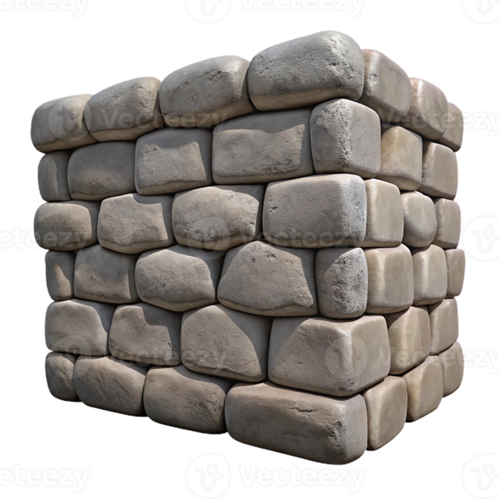 beautiful traditional Stone Wall Rough Texture Transparent Background authentic png
