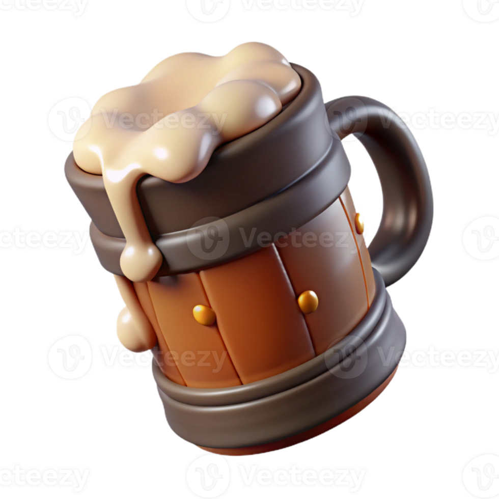 dramatic creative Stout Beer Overflowing Mug Isolated Element original png