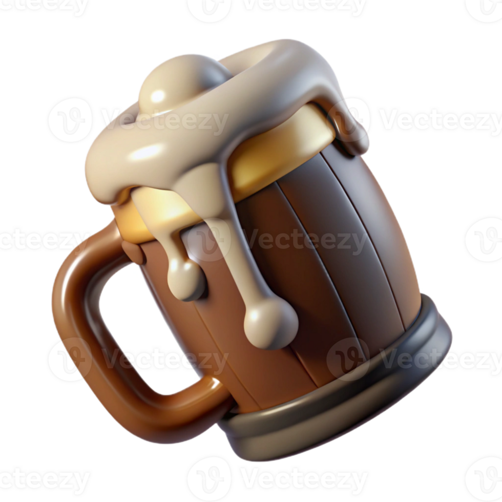 stunning abstract Stout Beer Overflowing Mug Isolated Element premium png