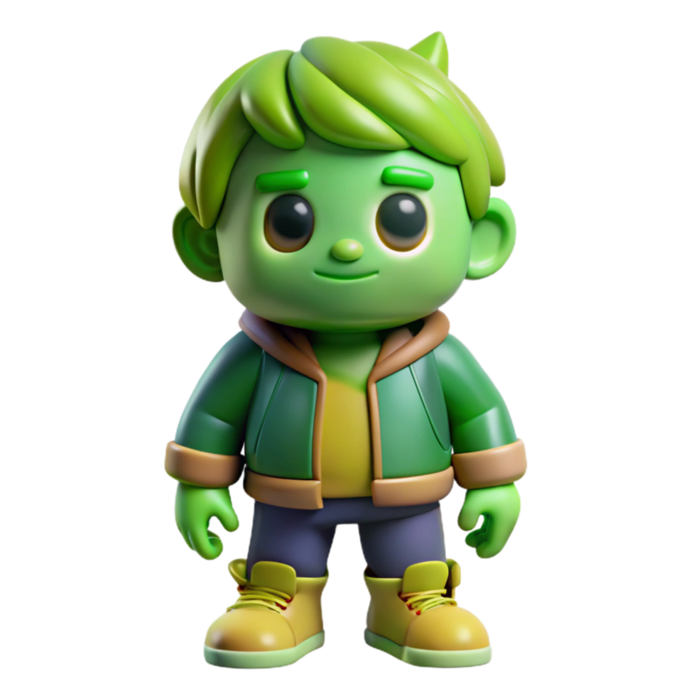 vibrant modern Street Art Character Cartoon Style Green Isolated original png