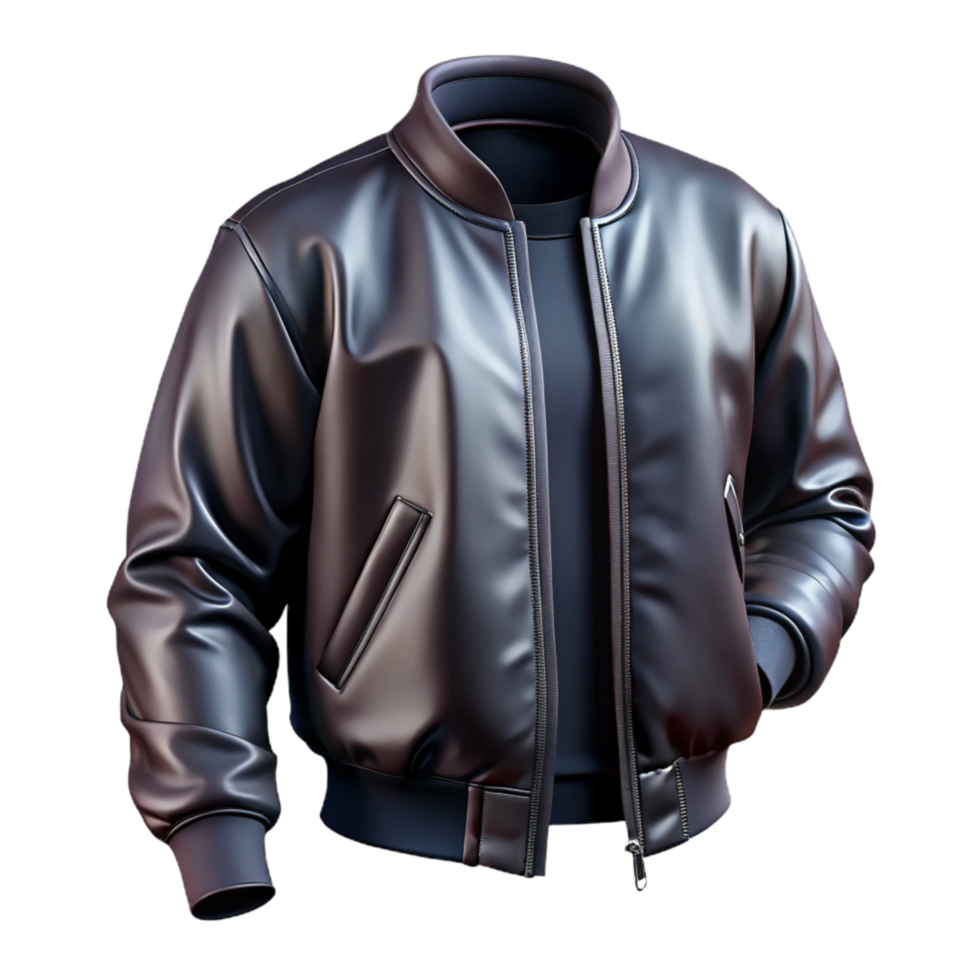 serene abstract Street Style Bomber Jacket Satin Black Isolated on Transparent Background png