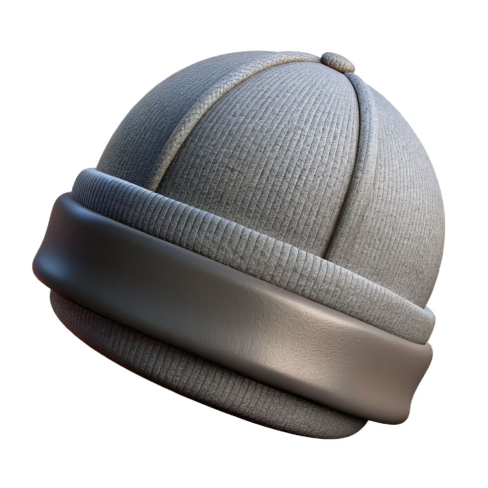 serene modern Street Style Beanie Grey Isolated on Transparent Background png