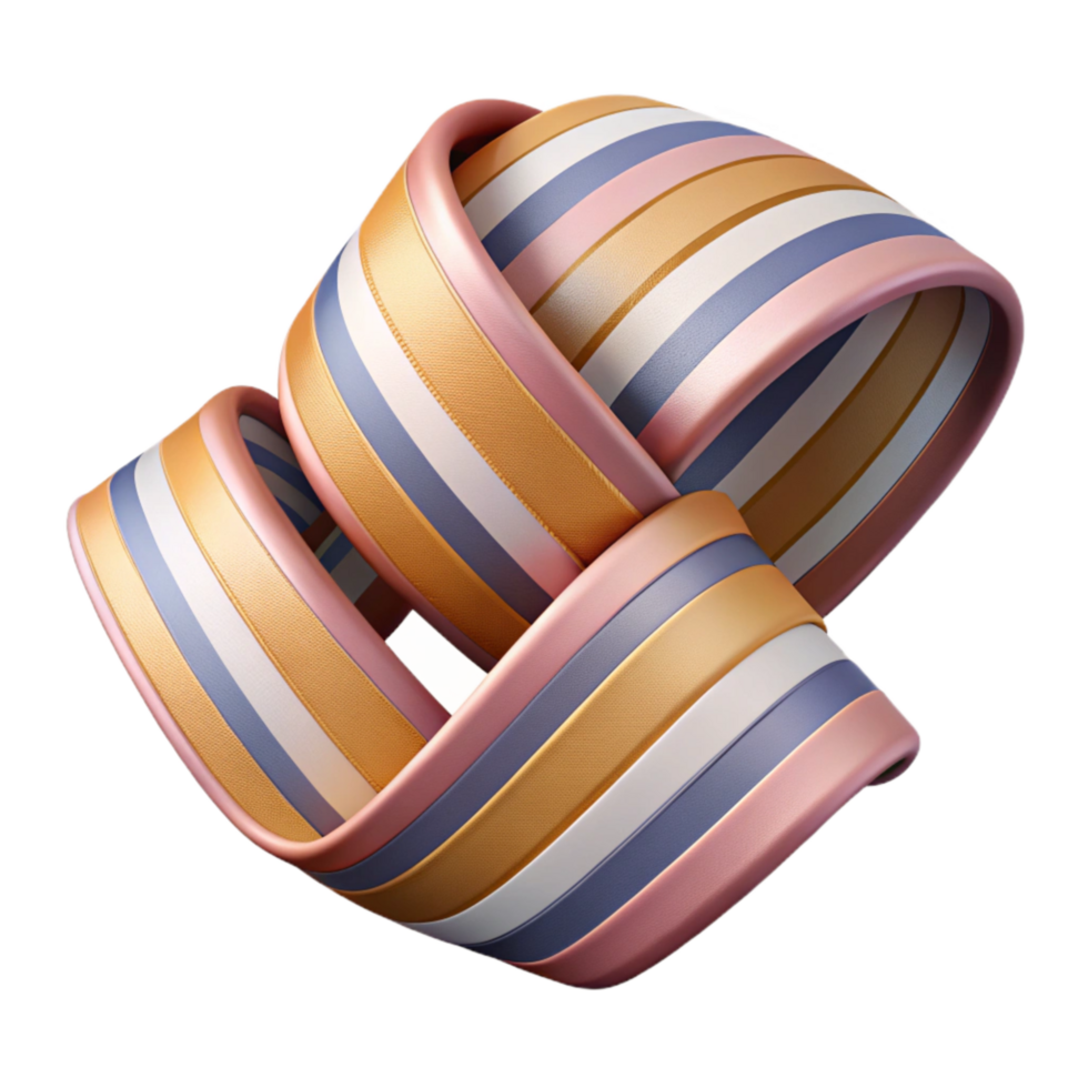 serene contemporary Striped Ribbon Overlapping Ends Transparent Cutout authentic png