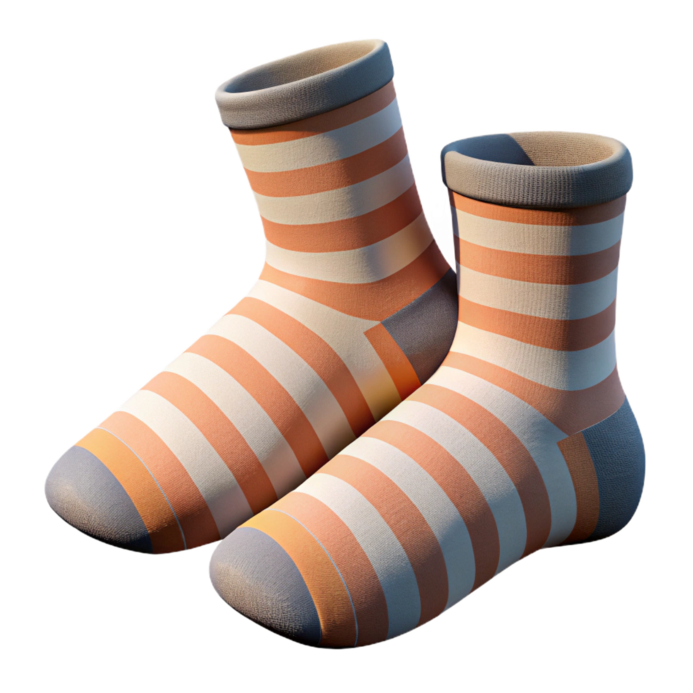 serene creative Striped Socks with Transparent Background high quality png