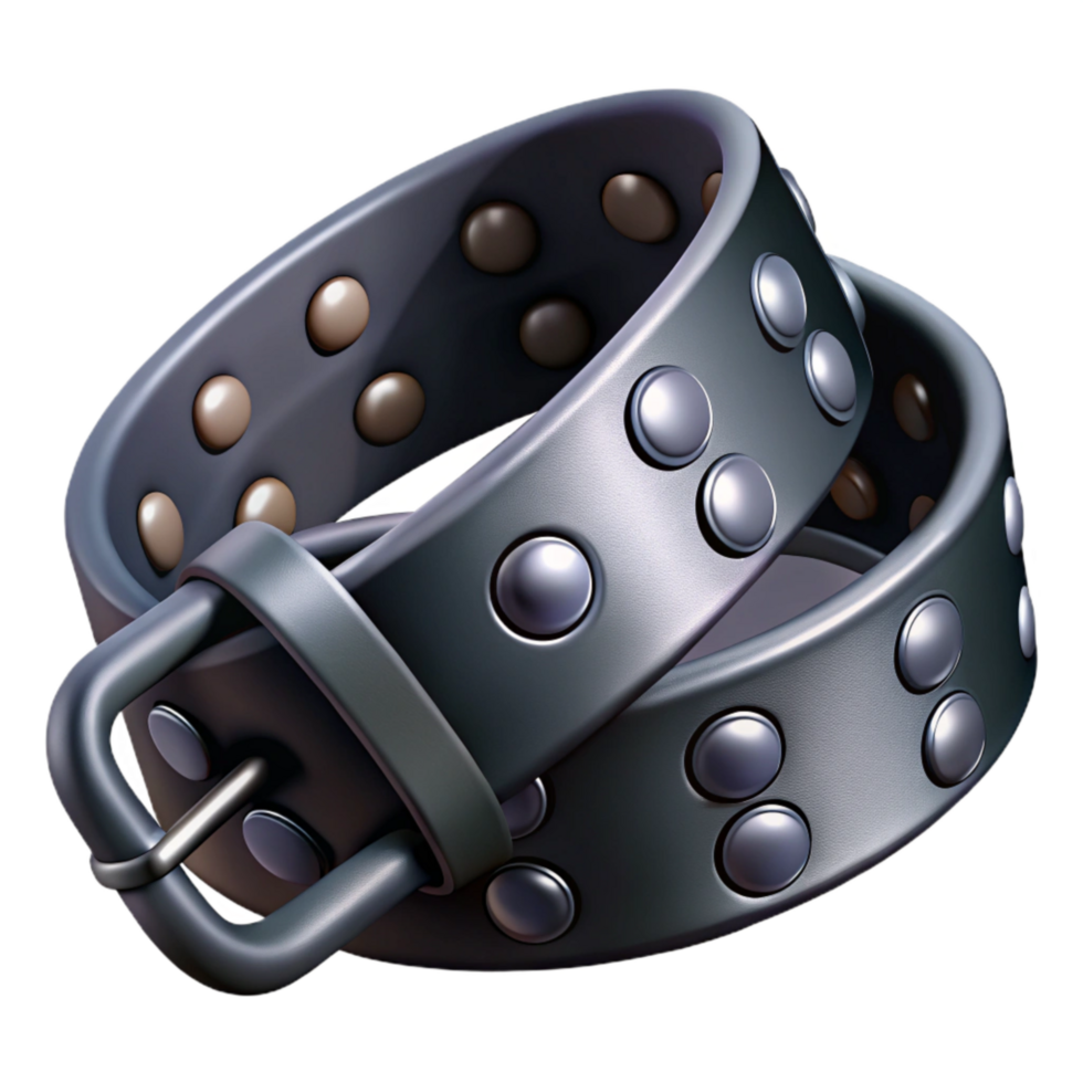 serene classic Studded Belt Black Leather Isolated premium png