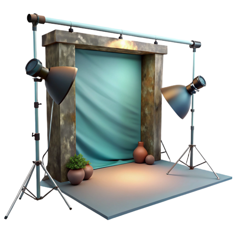 stunning creative Studio Backdrop with Lighting Equipment Cutout png