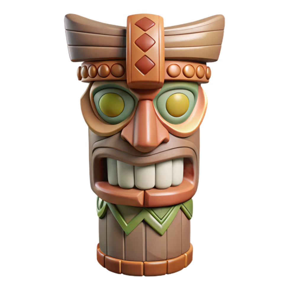 vibrant creative Stylized Totem Pole Frontal View Cutout png