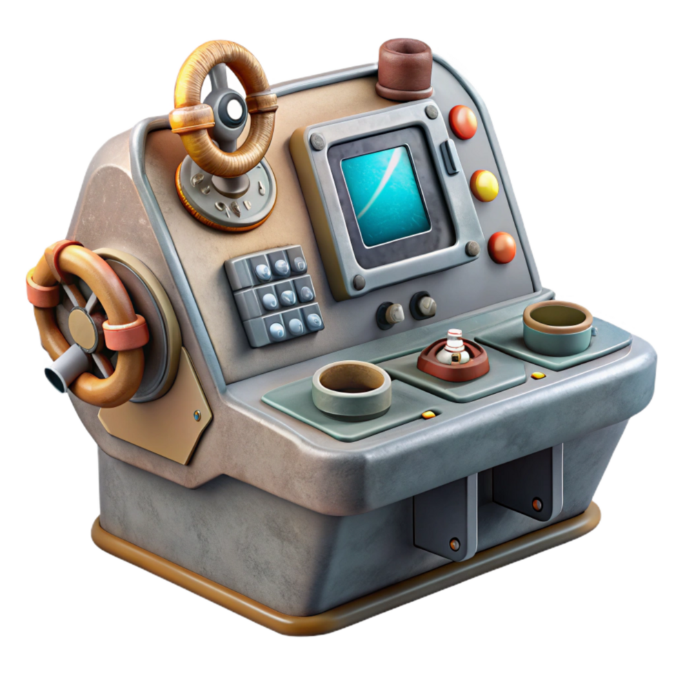 serene traditional Submarine Control Room Console Cutout with Navigation Instruments high resolution png