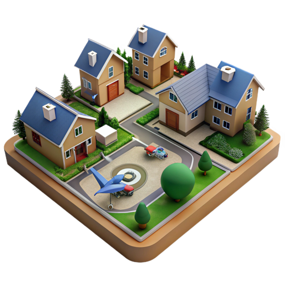 impressive creative Suburban Neighborhood Aerial View with Drone Cutout authentic png