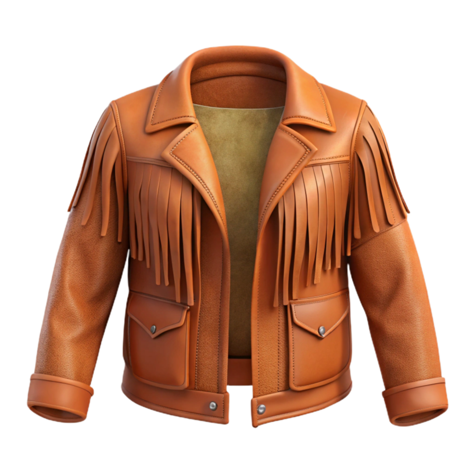 impressive rustic Suede Jacket Fringed Brown Transparent Background high resolution png