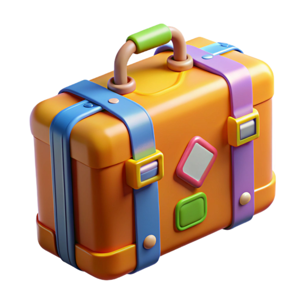 stunning contemporary Suitcase with Travel Stickers Cutout with Bright Colors high resolution png