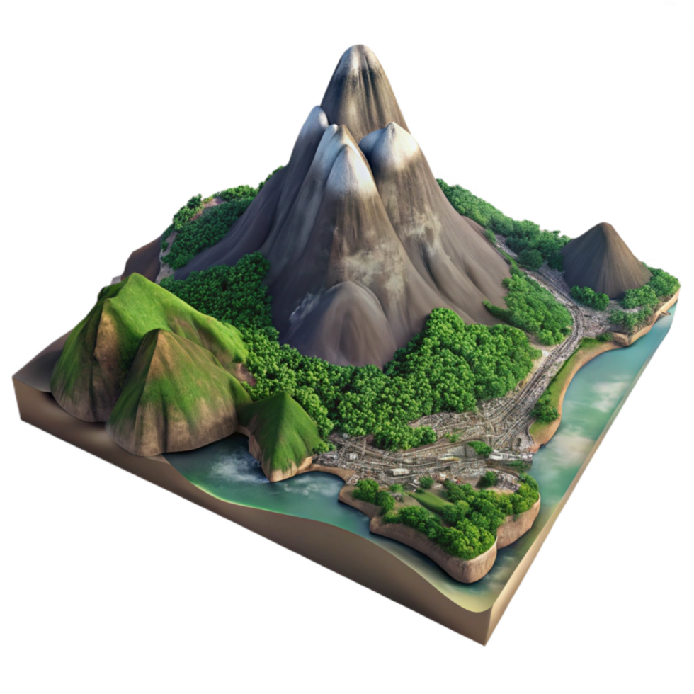 vibrant modern Sugarloaf Mountain Rio De Janeiro Aerial View Cutout high quality png
