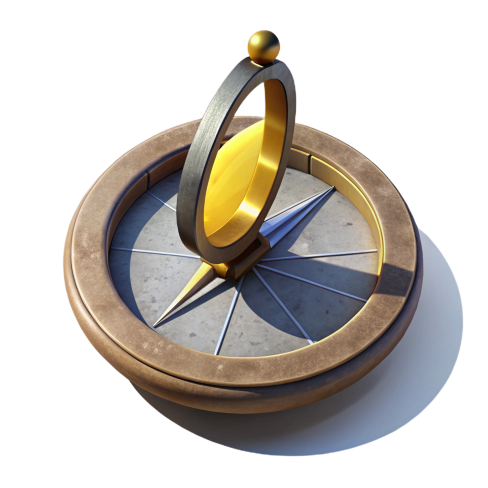 stunning traditional Sundial Isolated with Shadow Casting Gnomon high resolution png
