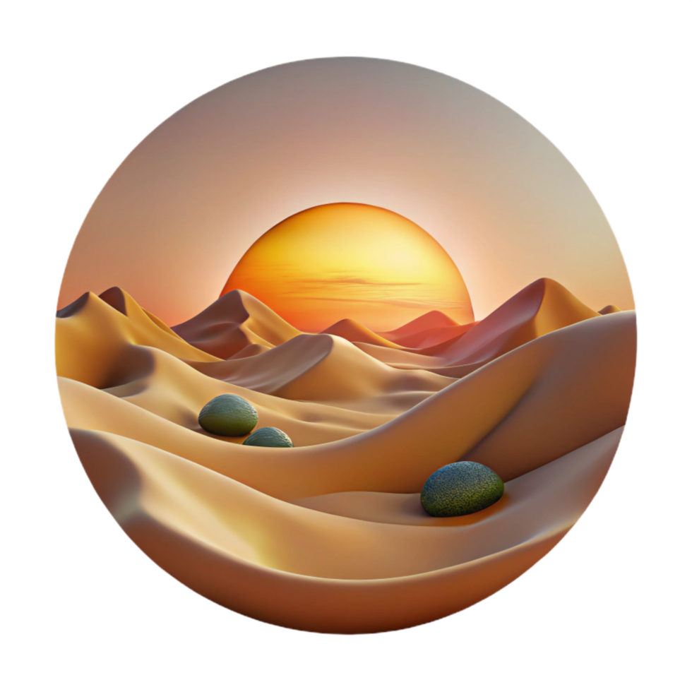wonderful creative Sunset Over Desert Landscape Panoramic View Cutout high resolution png