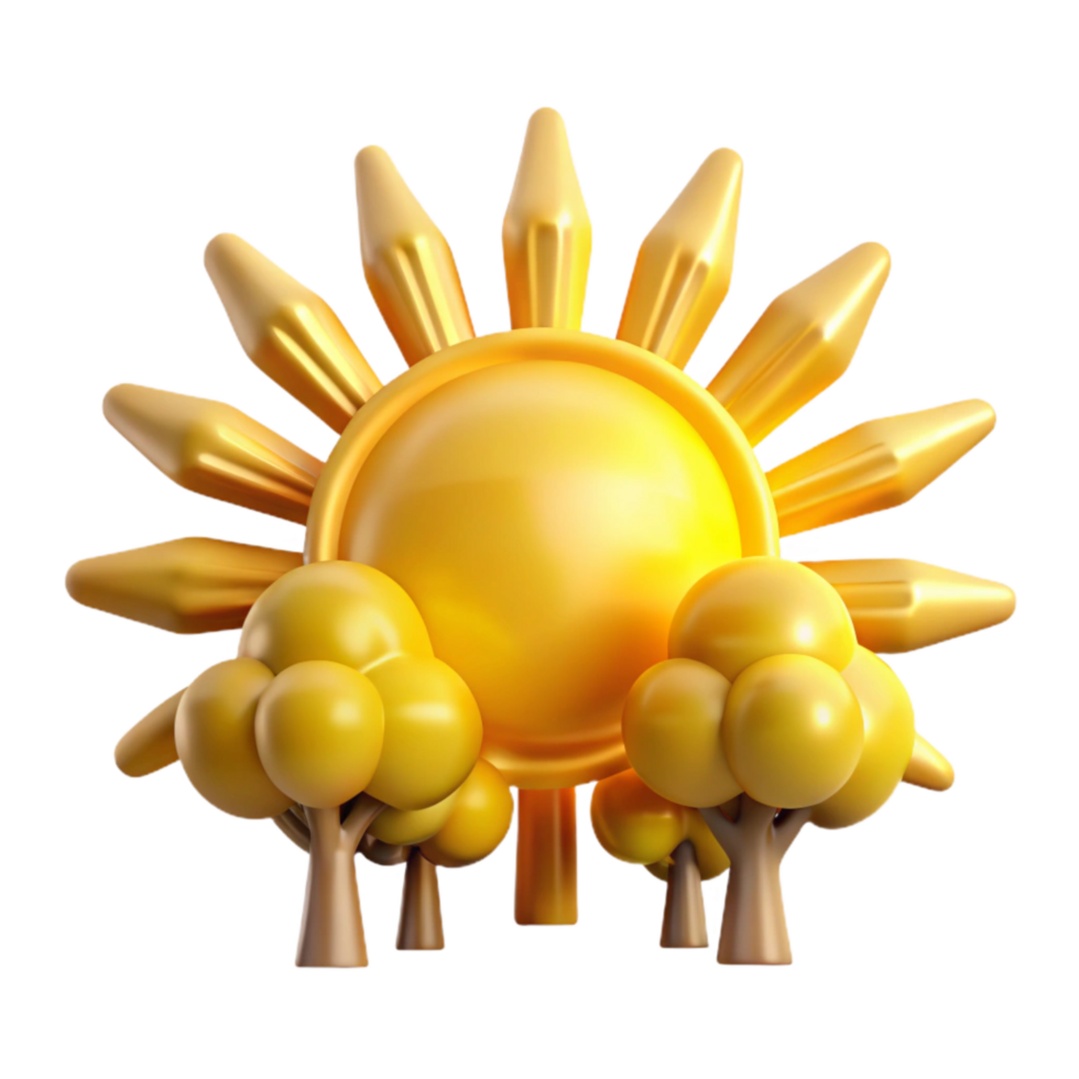 elegant creative Sun Rays Through Trees Golden Transparent Background Isolated authentic png