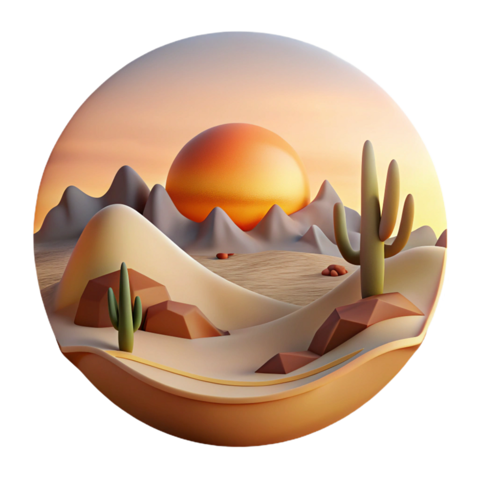 impressive minimalist Sunset Over Desert Landscape Panoramic View Cutout detailed png