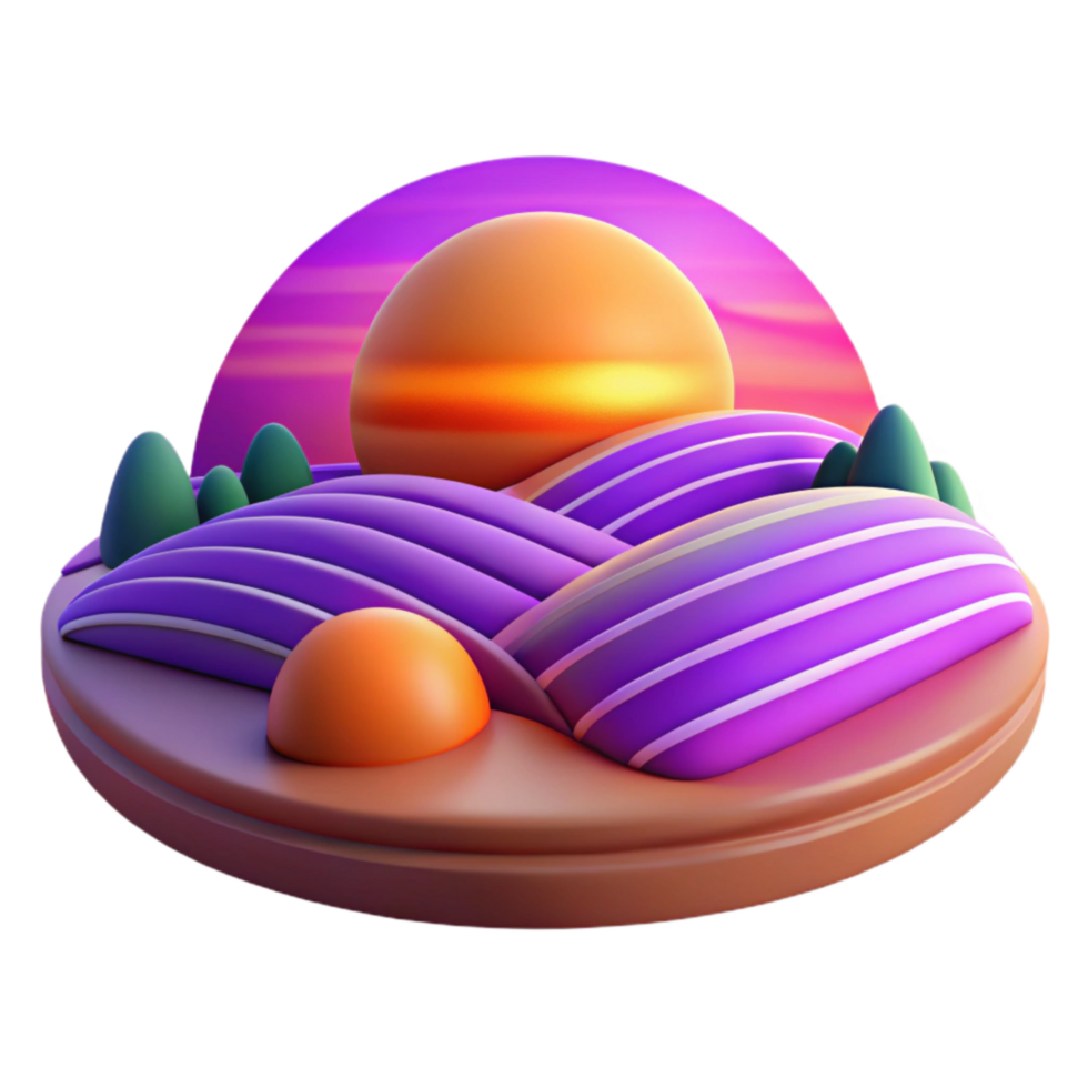 serene artistic Sunset Over Farmland Orange and Purple Transparent genuine png