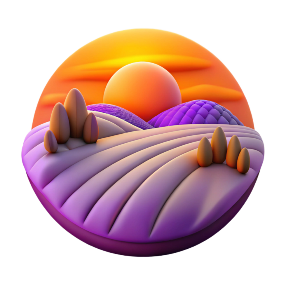 extraordinary minimalist Sunset Over Farmland Orange and Purple Transparent professional png