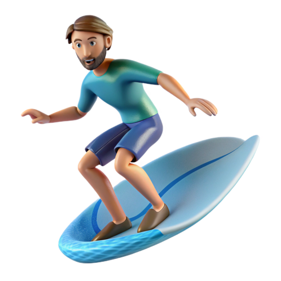 serene traditional Surfer Riding Wave Side View Transparent Background Cutout professional png