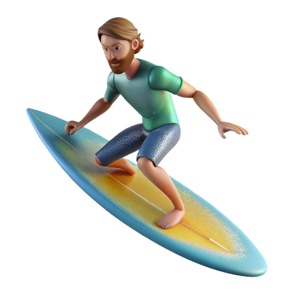 elegant vintage Surfer Riding Wave Side View Transparent Background Cutout png