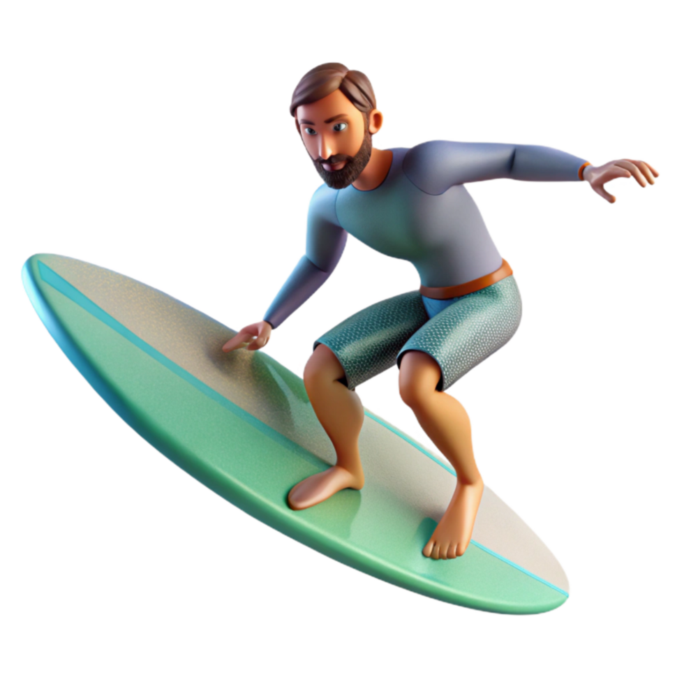 serene abstract Surfer Riding Wave Side View Transparent Background Cutout professional png