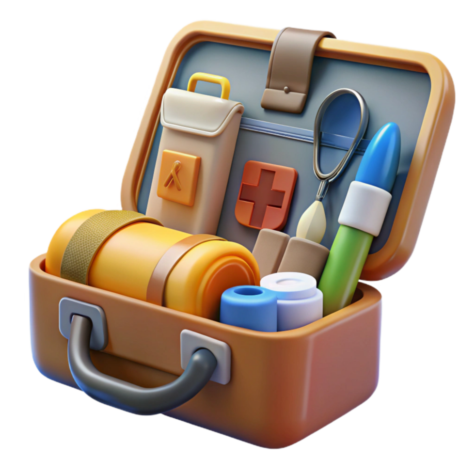impressive modern Survival Kit Contents Organized Neatly in Case Transparent Background exclusive png