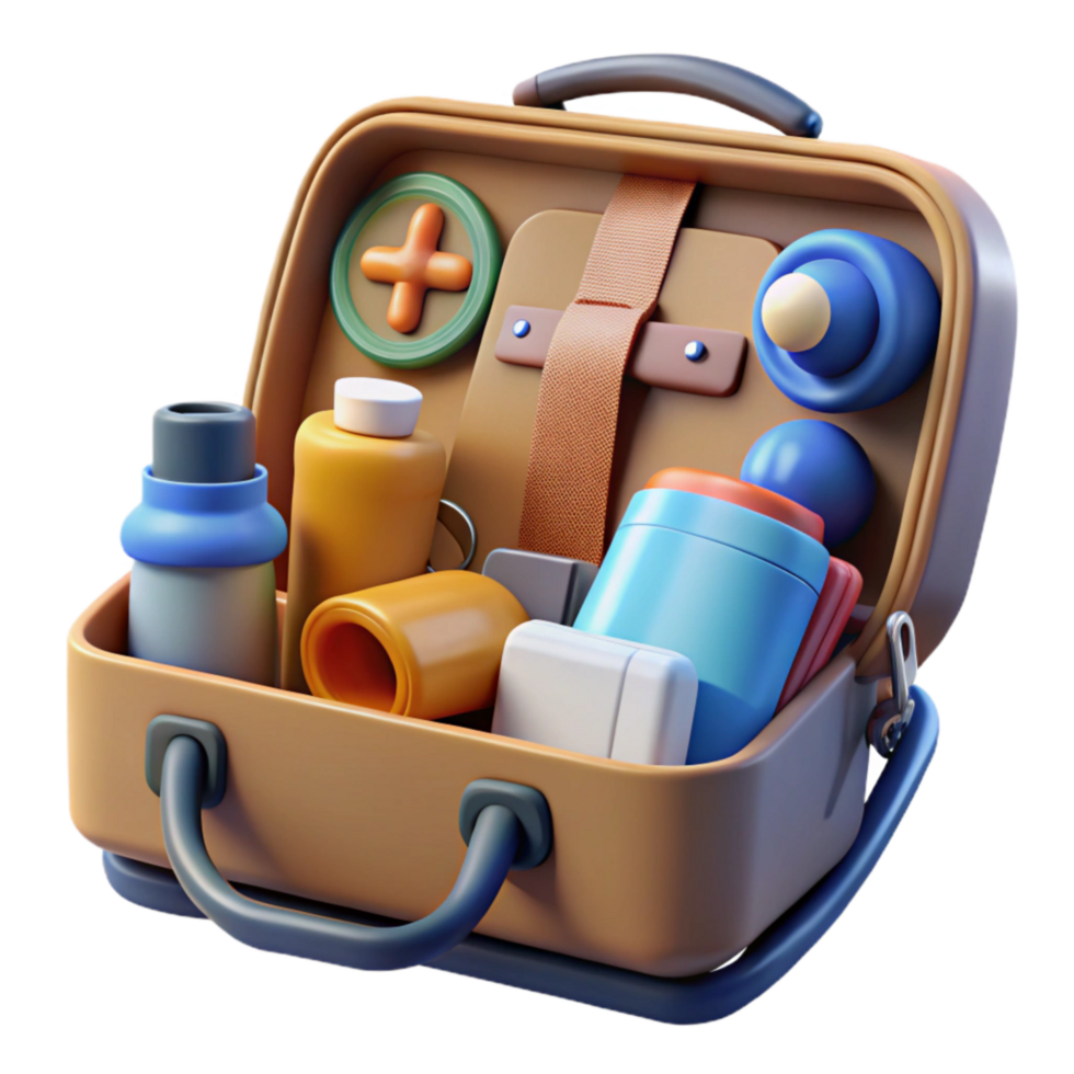 extraordinary modern Survival Kit Contents Organized Neatly in Case Transparent Background high quality png