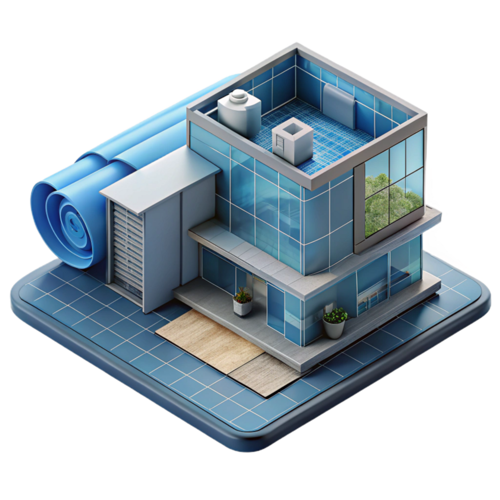 impressive abstract Sustainable Architecture Blueprint Transparent Background detailed png