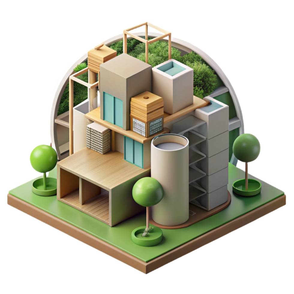 beautiful artistic Sustainable Architecture Concept Diagram Isolated detailed png