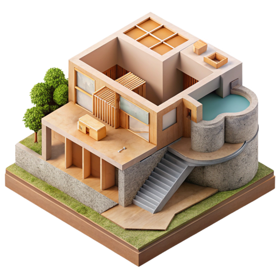 elegant modern Sustainable Architecture Concept Diagram Isolated professional png