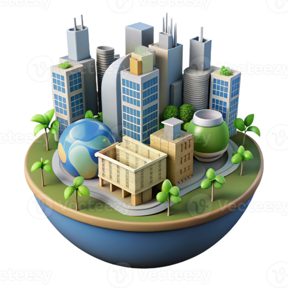 impressive classic Sustainable City Living Concept Illustration Isolated professional png