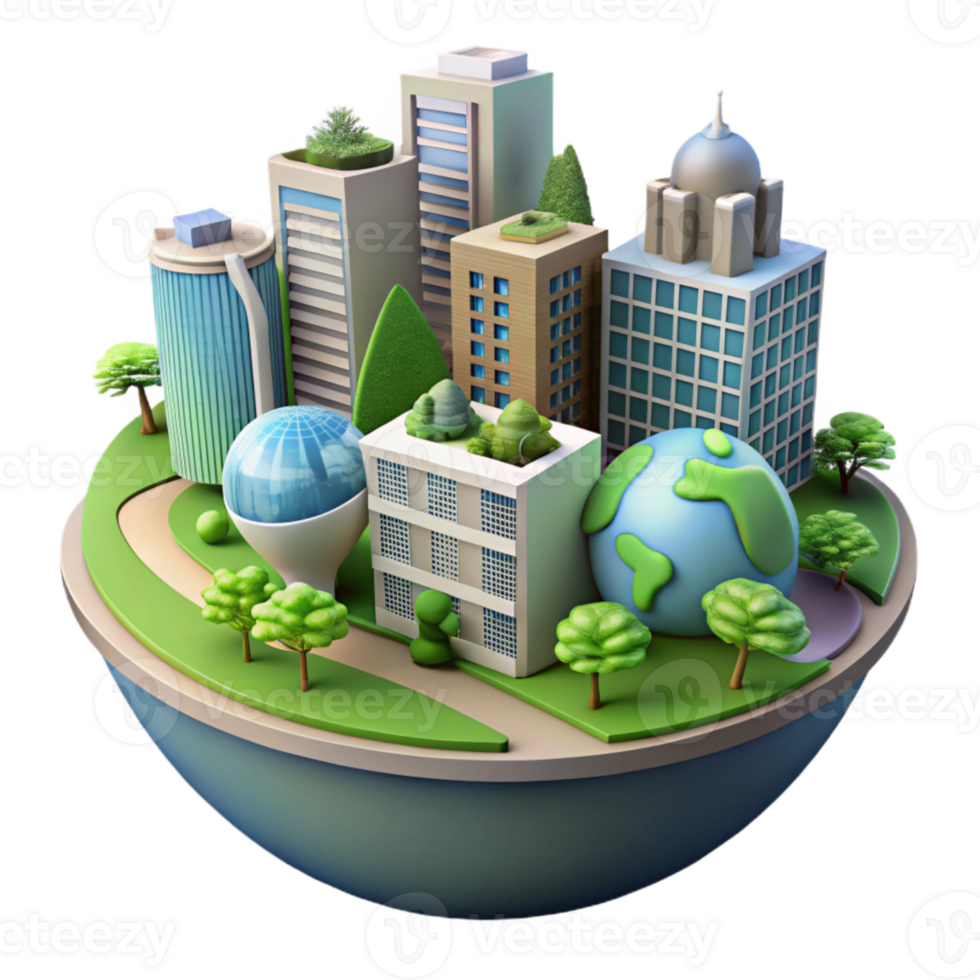 impressive creative Sustainable City Living Concept Illustration Isolated genuine png
