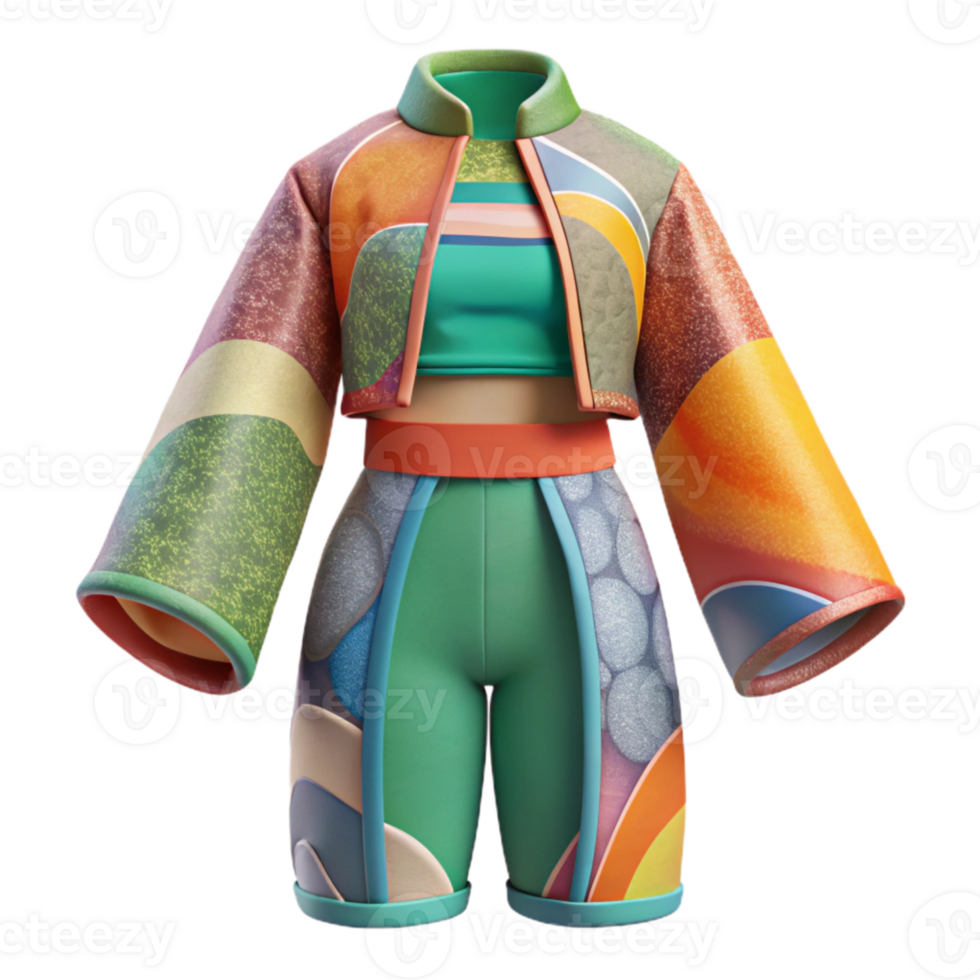 beautiful artistic Sustainable Fashion Illustration Colorful Transparent Background premium png