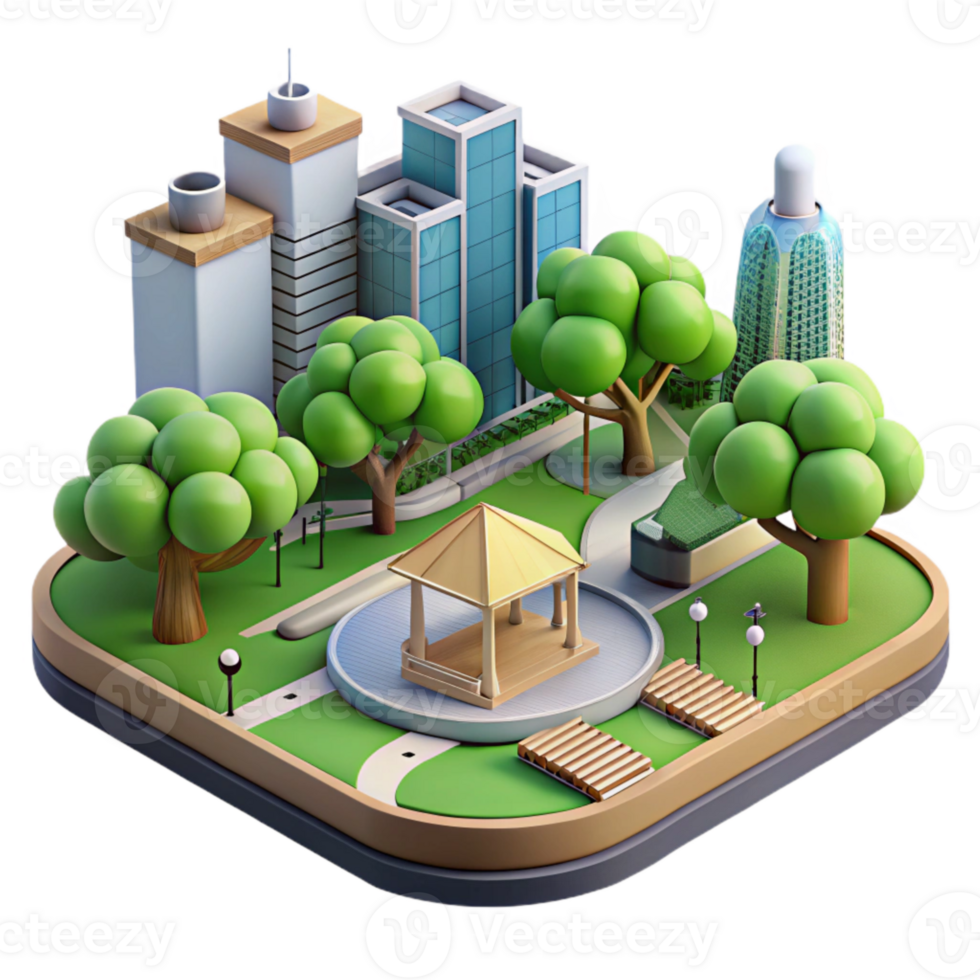 serene modern Sustainable City Park Scene Transparent Element exclusive png