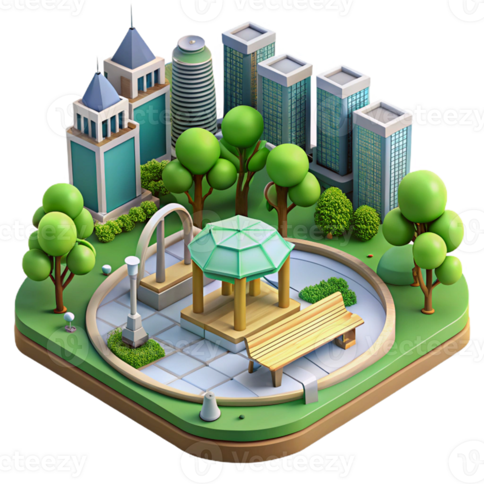 magnificent minimalist Sustainable City Park Scene Transparent Element high resolution png