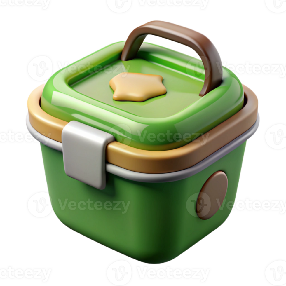 elegant abstract Sustainable Food Container Cutout with Green Lid premium png
