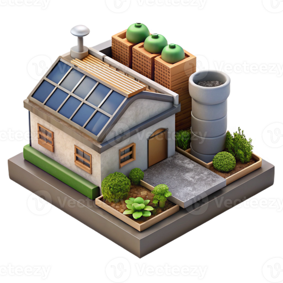beautiful rustic Sustainable Urban Farming Rooftop View Isolated exclusive png