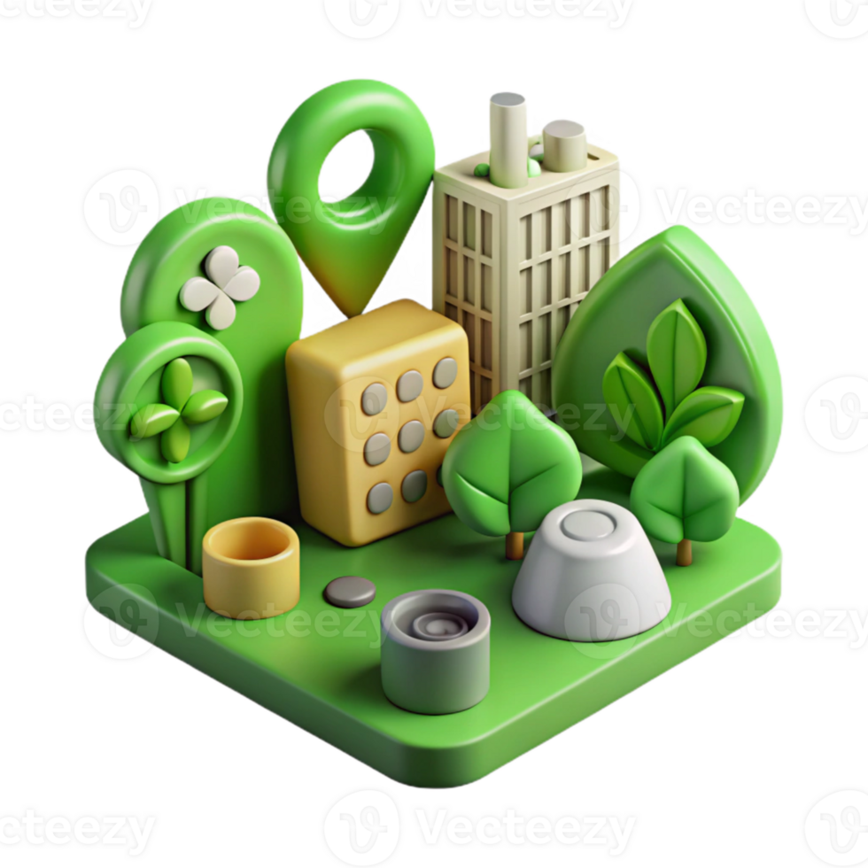 dramatic rustic Sustainable Urban Planning Icon Set Green Isolated genuine png