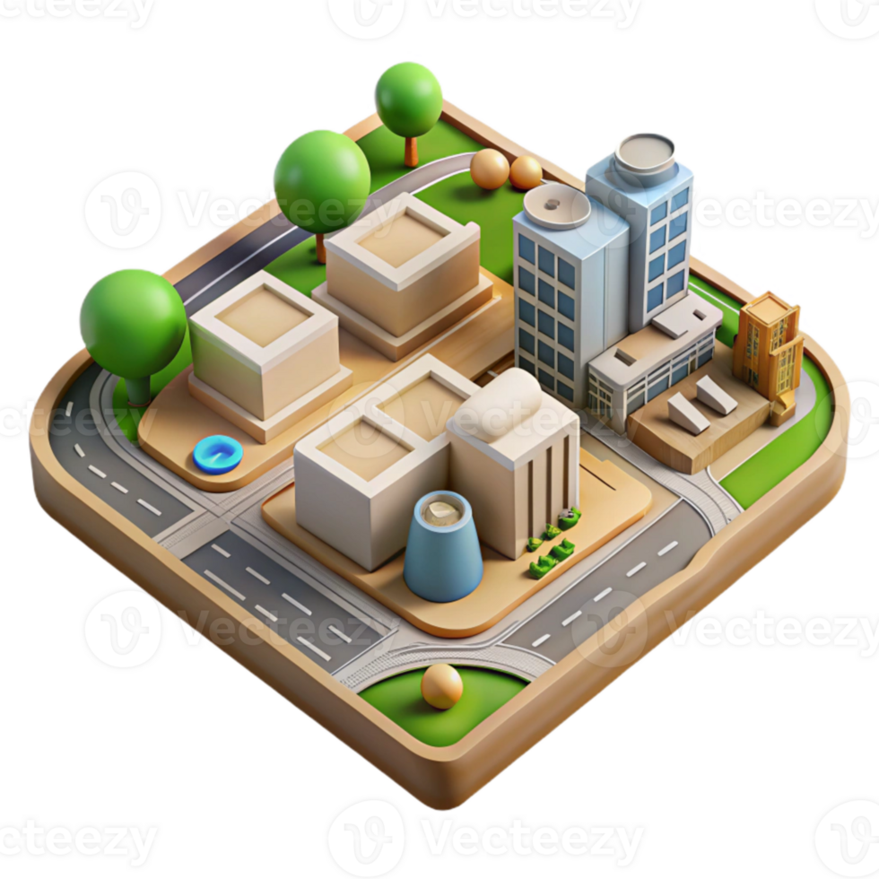 serene rustic Sustainable Urban Planning Map Isolated Element professional png