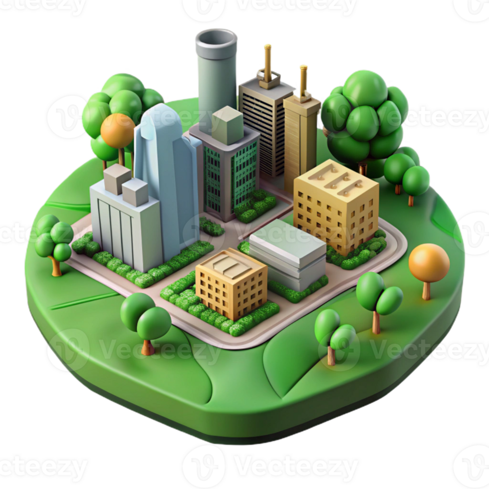 stunning creative Sustainable Urban Planning Model Isolated exclusive png