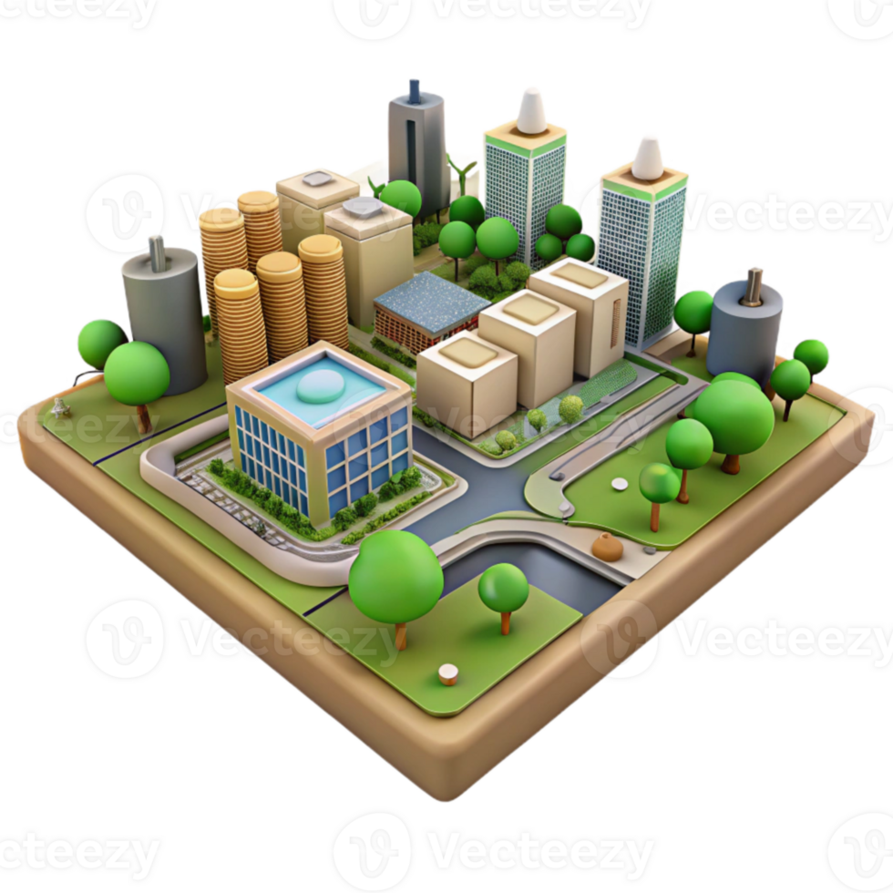 beautiful abstract Sustainable Urban Planning Model Isolated high resolution png