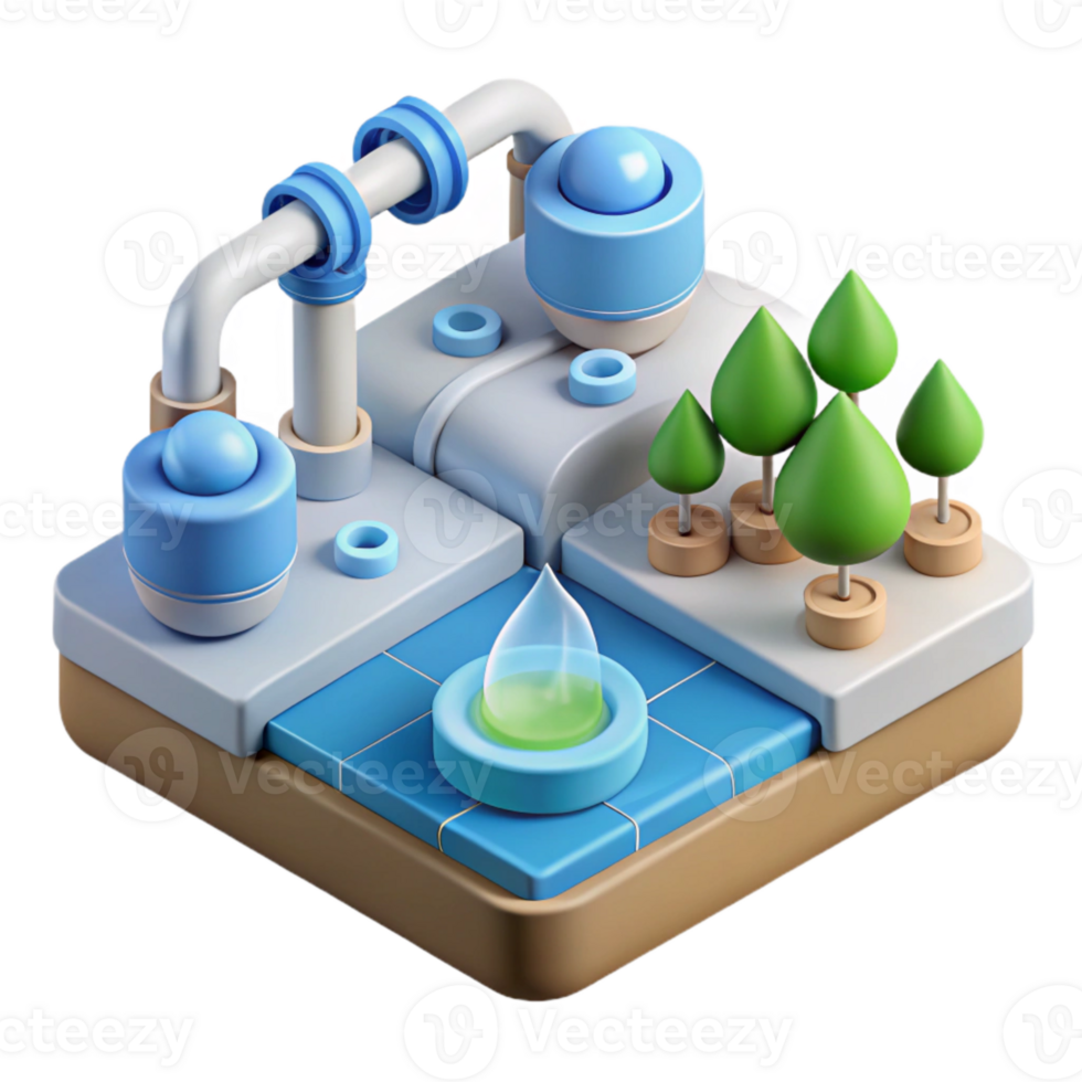 elegant classic Sustainable Water Management System Diagram Transparent high resolution png