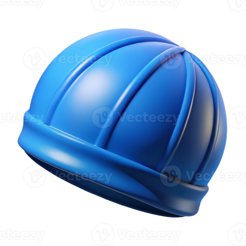 wonderful artistic Swimming Cap Blue Silicone Front View Isolated detailed png