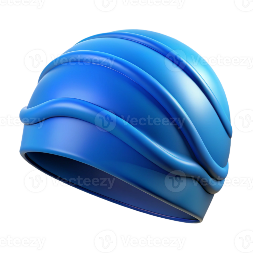 vibrant abstract Swimming Cap Blue Silicone Front View Isolated high quality png