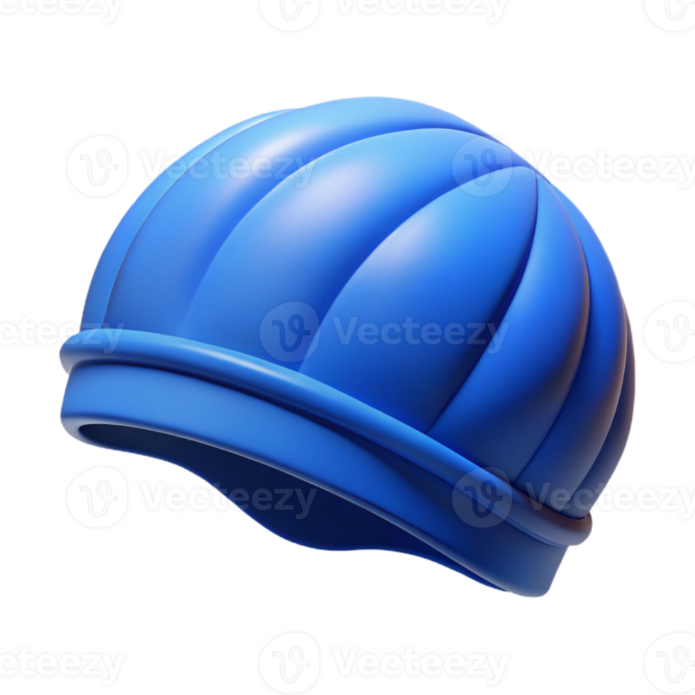 dramatic minimalist Swimming Cap Blue Silicone Front View Isolated detailed png