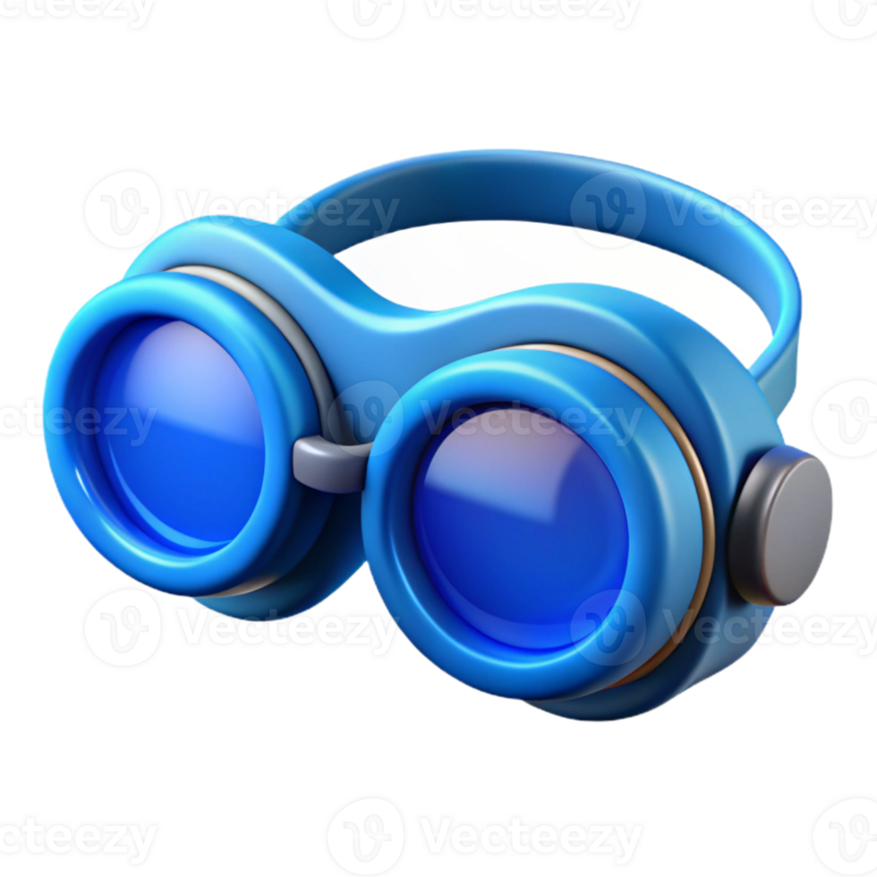 beautiful traditional Swimming Goggles Blue Lens Front View Transparent premium png